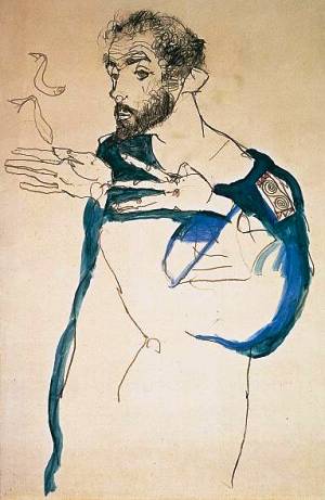 Gustav Klimt in his blue smock