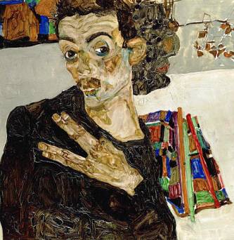 Self-portrait with spread fingers